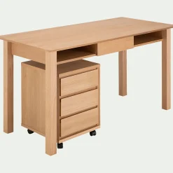 Caisson de bureau 3 tiroirs en bois - naturel