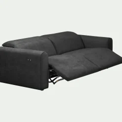 Canapé 3 places 2 relax droit en tissu - gris anthracite