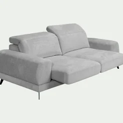 Canapé 4 places avance recule en tissu doux - gris