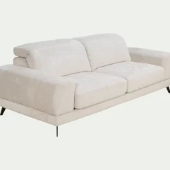 Canapé 4 places avance recule en tissu doux - beige