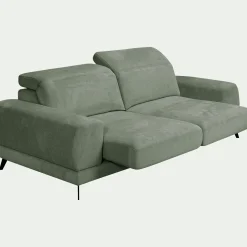 Canapé 4 places avance recule en tissu doux - vert cèdre