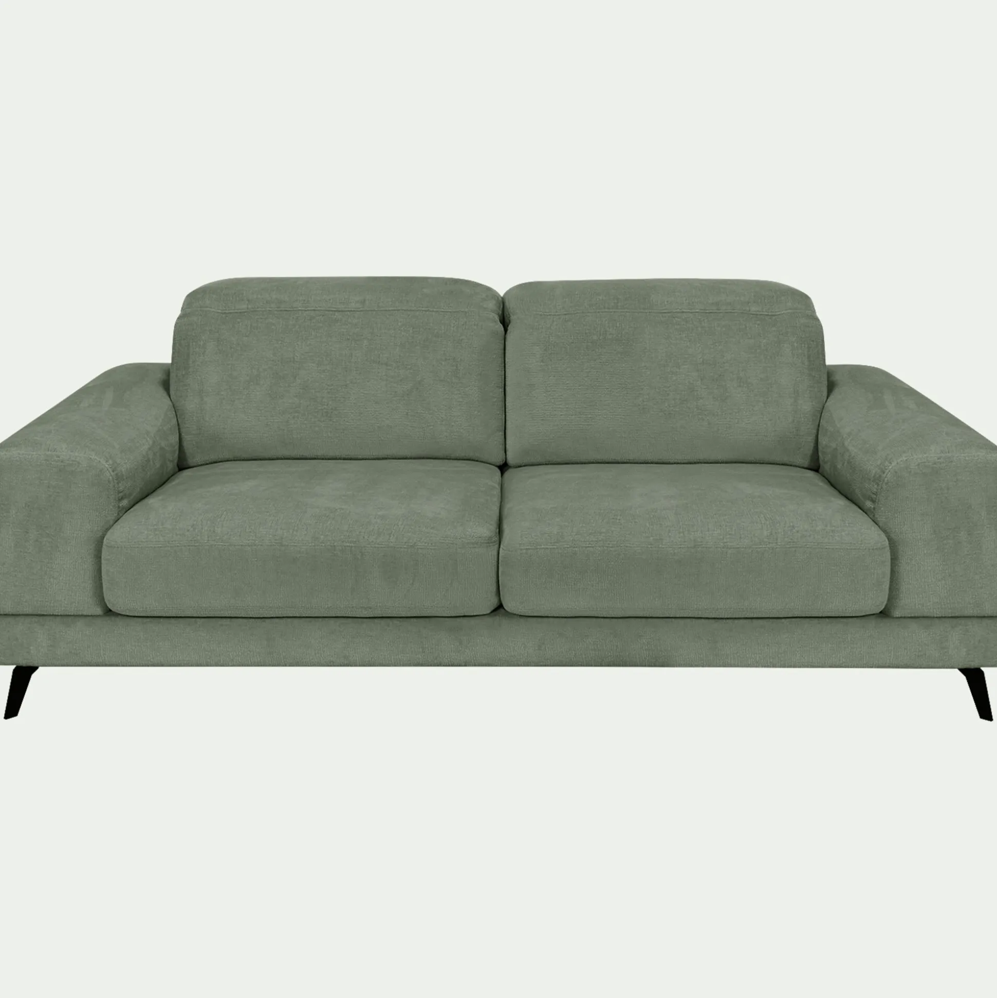 Canapé 3 places avance recule en tissu doux - vert cèdre