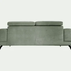 Canapé 3 places avance recule en tissu doux - vert cèdre