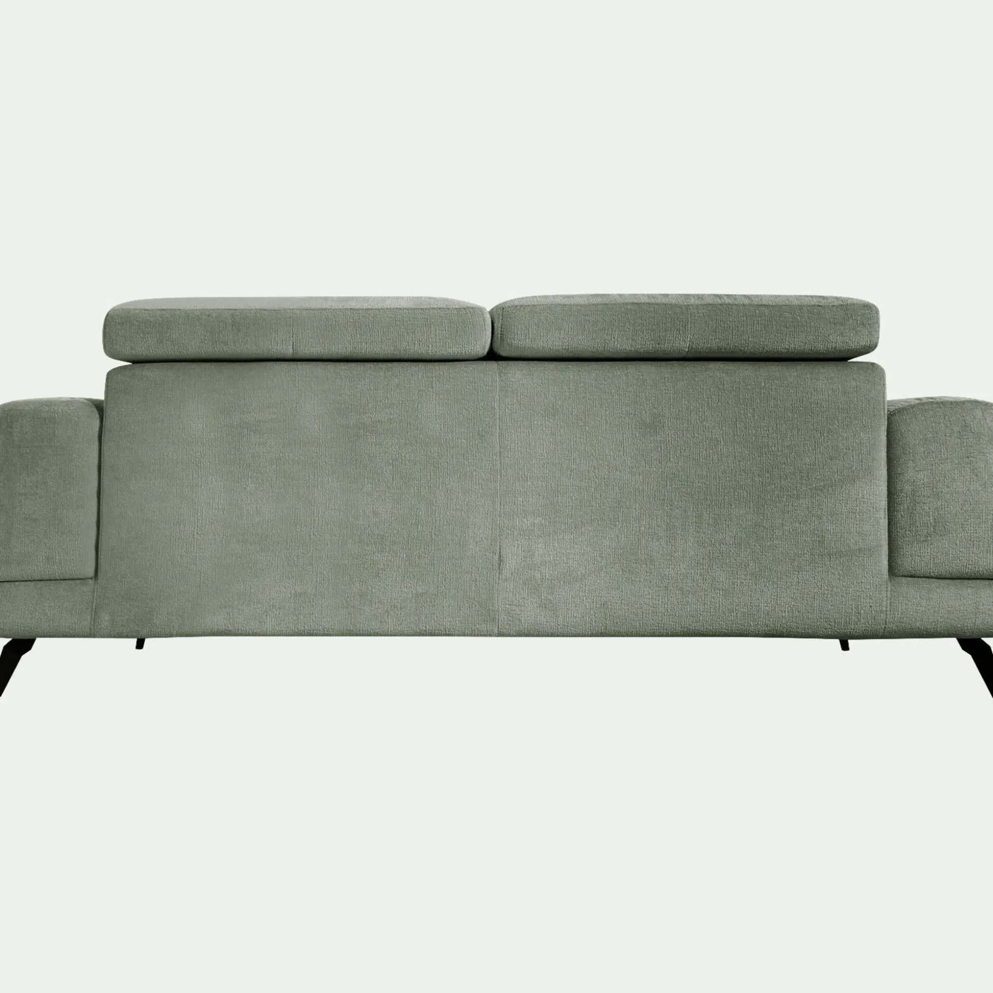 Canapé 3 places avance recule en tissu doux - vert cèdre