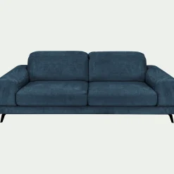 Canapé 4 places avance recule en tissu doux - bleu