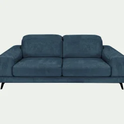 Canapé 3 places avance recule en tissu doux - bleu