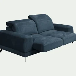 Canapé 3 places avance recule en tissu doux - bleu