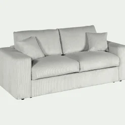 Canapé 3 places convertible en velours côtelé - gris borie