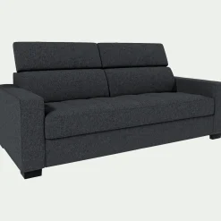 Canapé 3 places convertible en tissu avec accoudoirs 20cm - gris anthracite