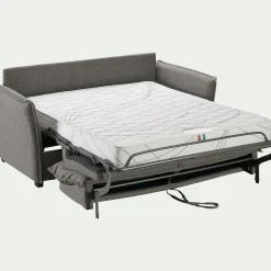 Canapé 4 places convertible en tissu Stella avec matelas densité 25kg/m3 - gris anthracite