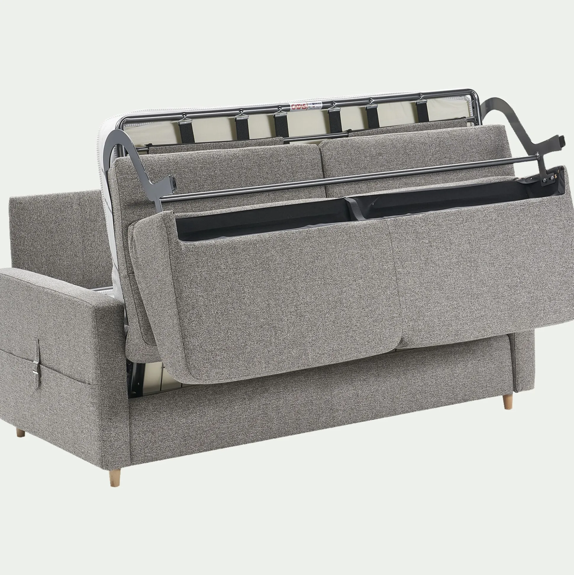 Canapé 3 places convertible en tissu matelas densité 25kg/m3 - gris