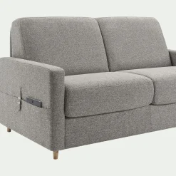 Canapé 3 places convertible en tissu matelas densité 25kg/m3 - gris