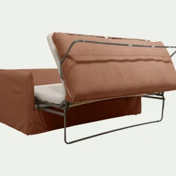 Canapé 4 places convertible en tissu wind - terracotta