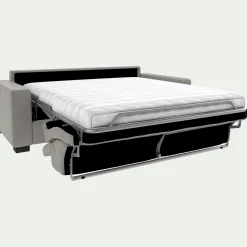 Canapé 3 places convertible en tissu cuir gris avec accoudoirs 20cm - gris borie