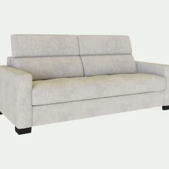 Canapé 3 places convertible matelas Bultex en tissu monclar avec accoudoirs 15cm - beige roucas