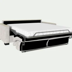Canapé 3 places convertible matelas Bultex en tissu monclar avec accoudoirs 15cm - beige roucas