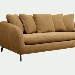 Canapé 4 places convertible en tissu tramé - bronze