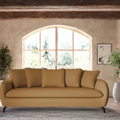 Canapé 4 places convertible en tissu tramé - bronze