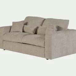 Canapé 3 places convertible en tissu chenille benjo - beige roucas