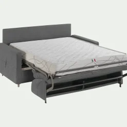 Canapé 4 places convertible en tissu Stella densité 25kg/m3 - gris restanque