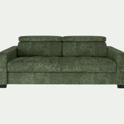 Canapé 3 places convertible en tissu genesis avec accoudoirs 20cm - vert cèdre