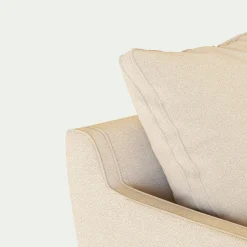 Canapé 4 places convertible matelas bultex en tissu joint - beige roucas