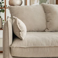 Canapé 3 places convertible en tissu wind - beige alpilles