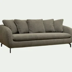 Canapé 4 places convertible en tissu doux - vert garrigue