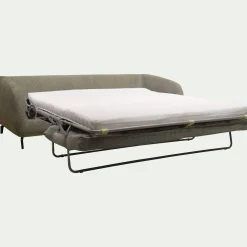 Canapé 4 places convertible en tissu doux - vert garrigue