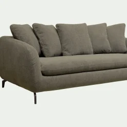 Canapé 4 places convertible en tissu doux - vert garrigue