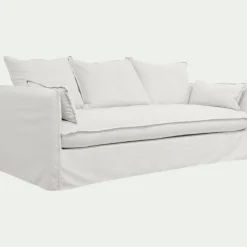 Canapé 4 places convertible en tissu wind - blanc écru