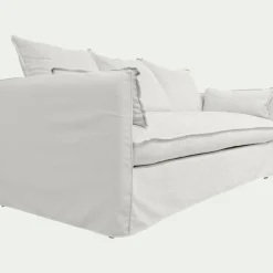 Canapé 4 places convertible en tissu wind - blanc écru