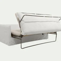 Canapé 4 places convertible en tissu wind - blanc écru