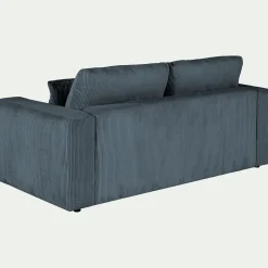 Canapé 3 places convertible en velours côtelé - bleu