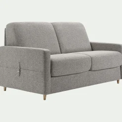 Canapé 4 places convertible en tissu matelas densité 35kg/m3 - gris