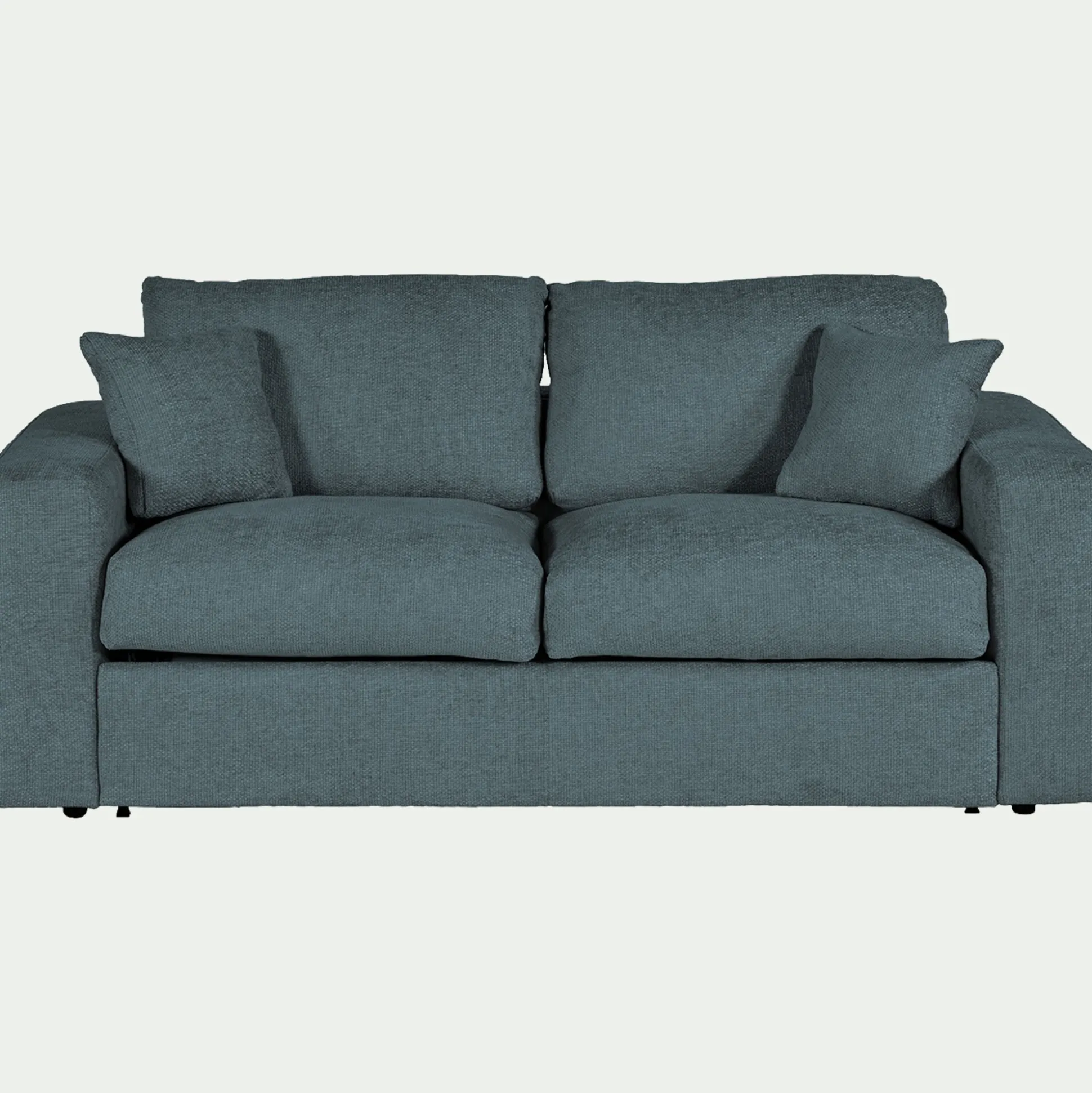 Canapé 3 places convertible en tissu chenille benjo - bleu calaluna