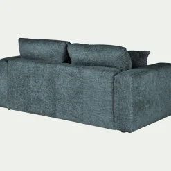 Canapé 3 places convertible en tissu chenille benjo - bleu calaluna