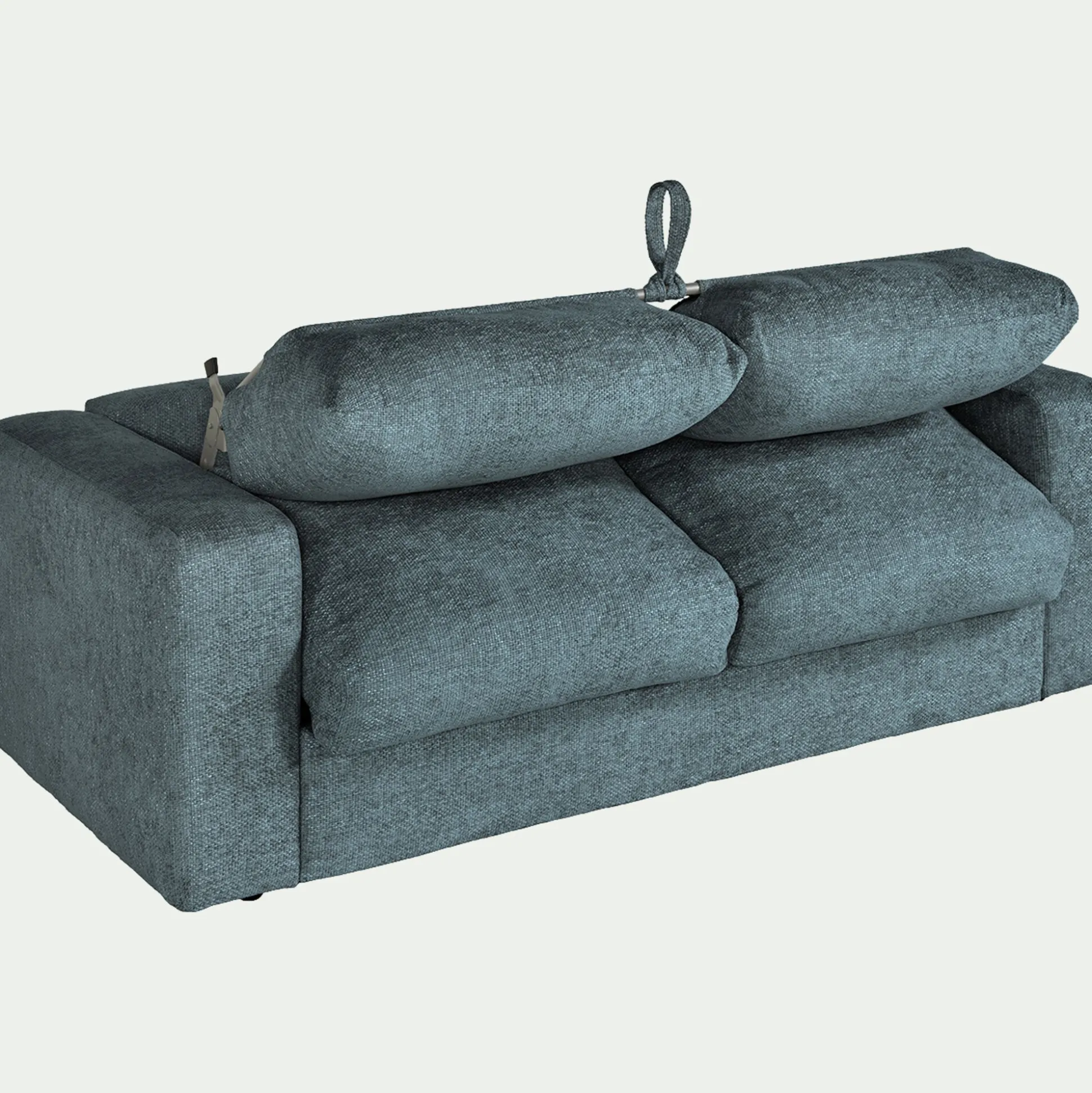 Canapé 3 places convertible en tissu chenille benjo - bleu calaluna