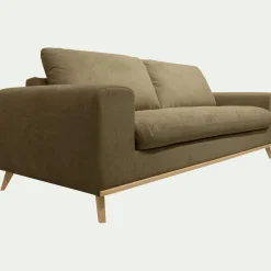 Canapé 3 places convertible en tissu crown - vert cèdre