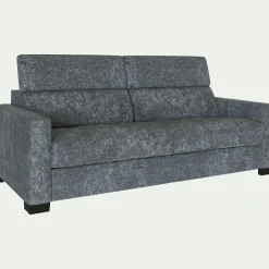 Canapé 3 places convertible matelas Bultex en tissu genesis avec accoudoirs 15cm - gris ardoise