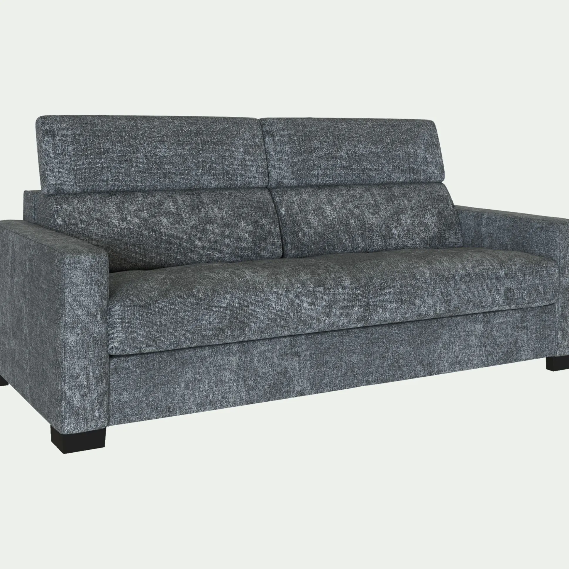 Canapé 3 places convertible matelas Bultex en tissu genesis avec accoudoirs 15cm - gris ardoise