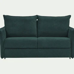 Canapé 3 places convertible en tissu avec matelas densité 25kg/m3 - bleu