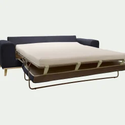 Canapé 3 places convertible en tissu Crown - bleu calabrun