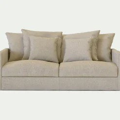 Canapé 3 places convertible avec matelas Bultex en lin et viscose - beiges alpilles