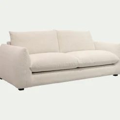Canapé 3 places convertible en tissu Raven - blanc écru