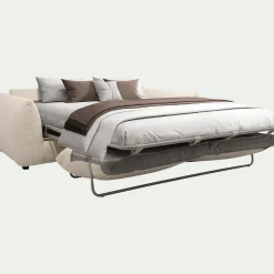 Canapé 3 places convertible en tissu Raven - blanc écru