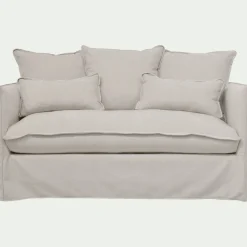 Canapé 2 places convertible en tissu wind - beige alpilles