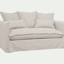 Canapé 2 places convertible en tissu wind - beige alpilles