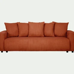 Canapé 4 places convertible en velours côtelé - brun rustrel