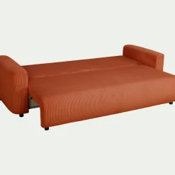 Canapé 4 places convertible en velours côtelé - brun rustrel